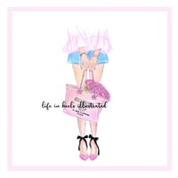 Image 1 of FASHION ILLUSTRATION ART PRINT: PINK SHOES BLACK BOWS