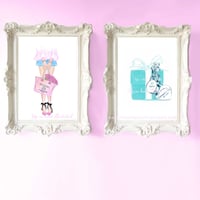 Image 3 of FASHION ILLUSTRATION ART PRINT: PINK SHOES BLACK BOWS