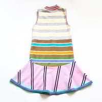 Image 2 of pink ford bronco stripe classic car USA upcycled 4/5 courtneycourtney twirly tank sleevless dress