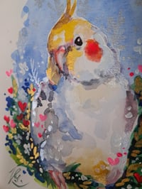Image 4 of Cockatiel watercolor painting 