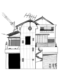Image 2 of A5 Print B&W House
