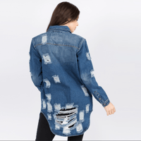Image 2 of MED BLUE LONG LENGTH DENIM SHIRT 