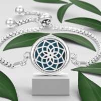 Image 1 of Floral Mandala Aromatherapy Perfume Bracelet with Essential Oil Diffuser