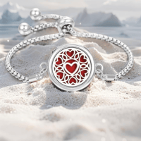 Image 1 of Multi Heart Aromatherapy Perfume Bracelet with Essential Oil Diffuser