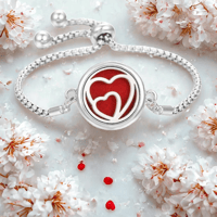 Image 2 of Double Heart Aromatherapy Perfume Bracelet with Essential Oil Diffuser