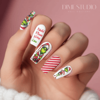 Image 1 of DEMURE GRINCH CHRISTMAS NAIL DECALS 