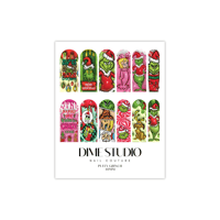 Image 4 of PINK PUFFY EFFECT GRINCH CHRISTMAS NAIL DECALS 