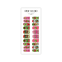 Image 2 of PINK PUFFY EFFECT GRINCH CHRISTMAS NAIL DECALS 