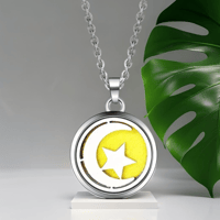 Image 1 of Moon and Star Aromatherapy Necklace for Sleep Support 