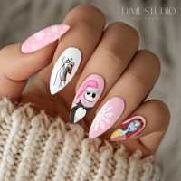 Image 1 of PINK SANTA JACK HOLIDAY CHRISTMAS NAIL DECALS 