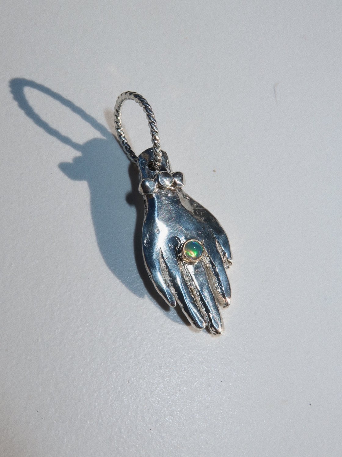 Image of Manus Tutelaris Pendant (Silver, 14k Gold, Opal)