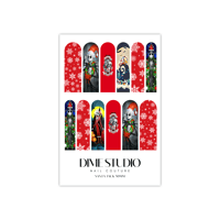 Image 2 of RED SANTA JACK HOLIDAY CHRISTMAS NAIL DECALS 
