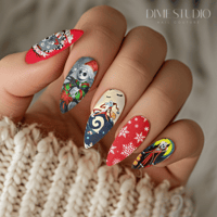 Image 1 of RED SANTA JACK HOLIDAY CHRISTMAS NAIL DECALS 