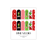 Image 4 of THE GRINCH WHO STOLE CHRISTMAS CANDY CANE  NAIL DECALS 