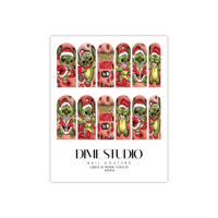 Image 2 of GRINCH STITCH CHRISTMAS NAIL DECALS 