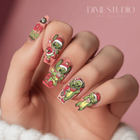 Image 1 of GRINCH STITCH CHRISTMAS NAIL DECALS 