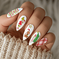 Image 1 of MAYBE CHRISTMAS GRINCH PLAID NAIL DECALS 