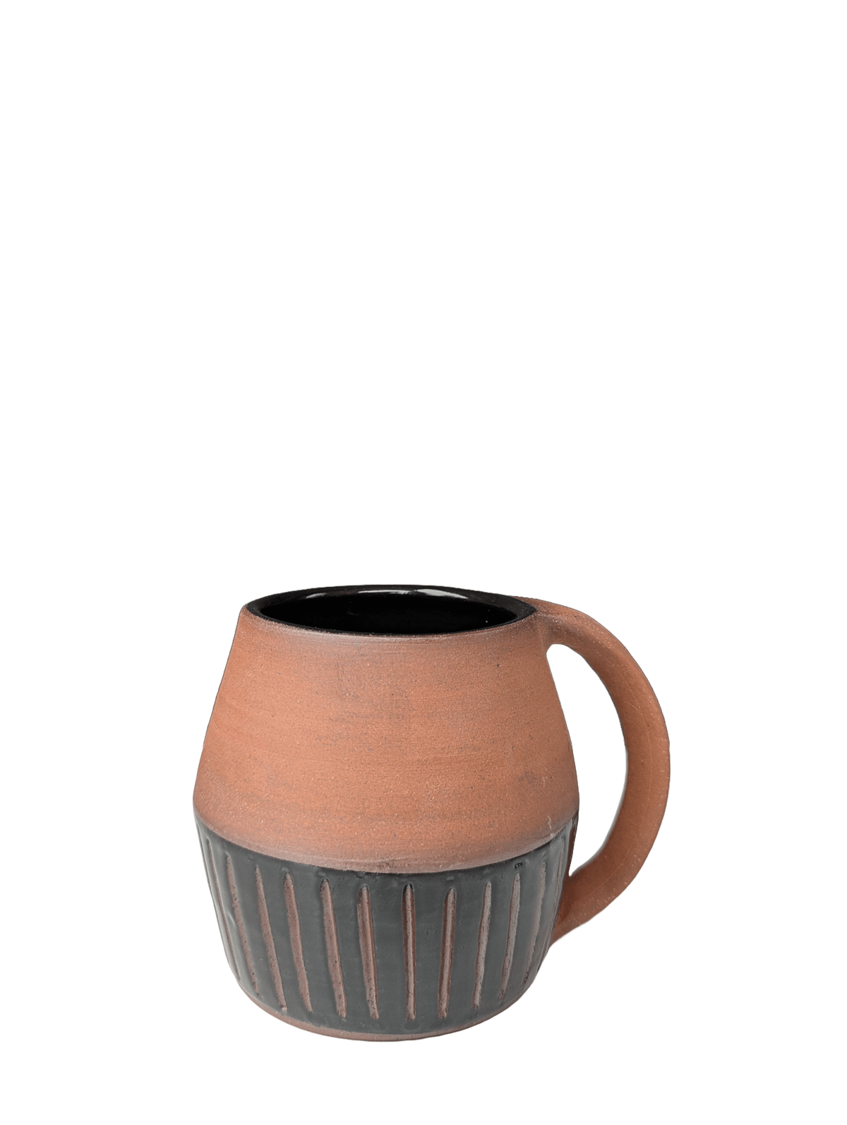 Image of 16 oz Carved Black Gloss Mug in Red Clay