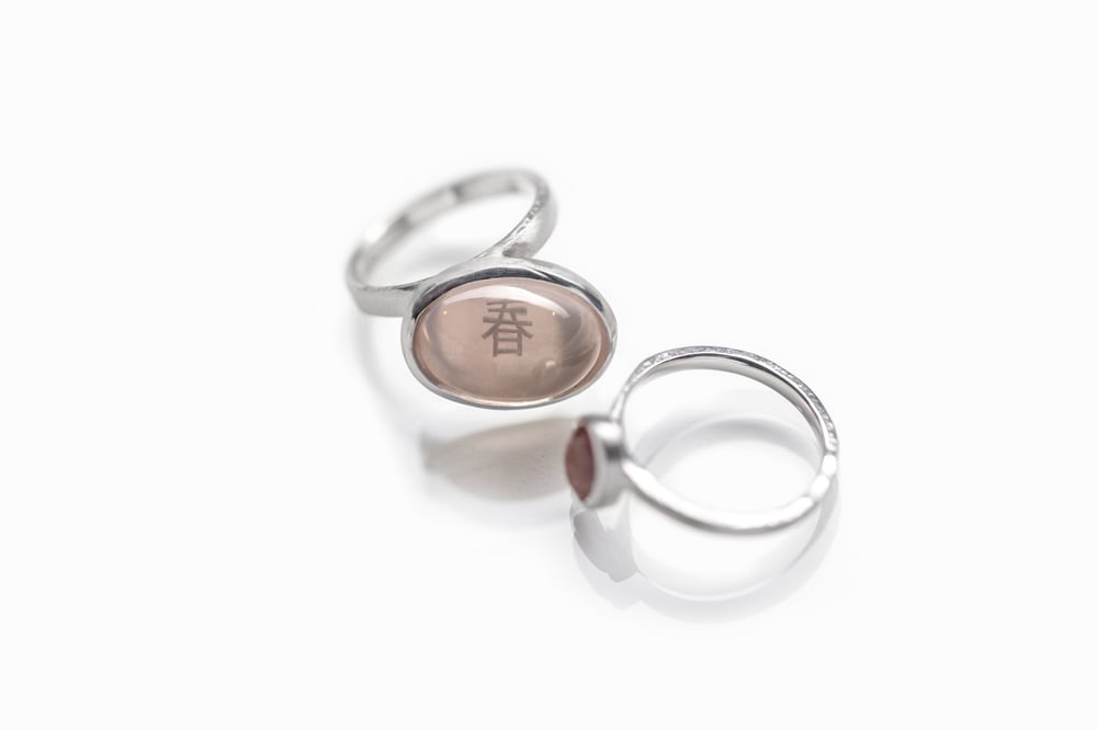 Image of "Spring" silver rings with rose quartz and tourmaline · VER 春 ·