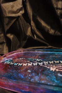 Image 2 of Ombre Teal Purple Translucent Glitter Butterfly Handmade Resin Pill Tray