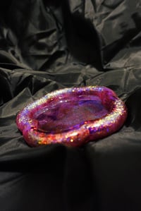Image 1 of Puffy Purple Ink Flower With Copper Gold Glitter Handmade Resin Tray