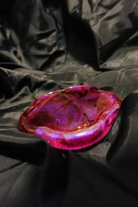 Image 3 of Puffy Purple Ink Flower With Copper Gold Glitter Handmade Resin Tray