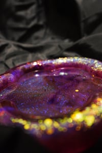 Image 4 of Puffy Purple Ink Flower With Copper Gold Glitter Handmade Resin Tray