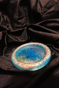 Image 1 of Puffy Blue Ink Handmade Glitter Circular Resin Tray