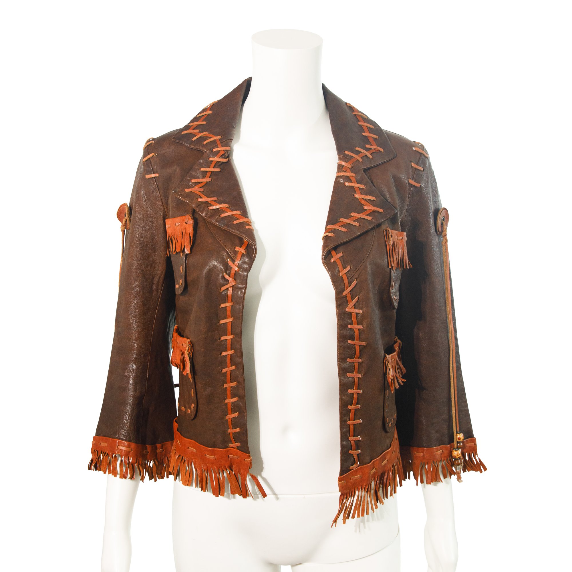 Image of Dsquared2 2005 Runway Leather Fringe Jacket