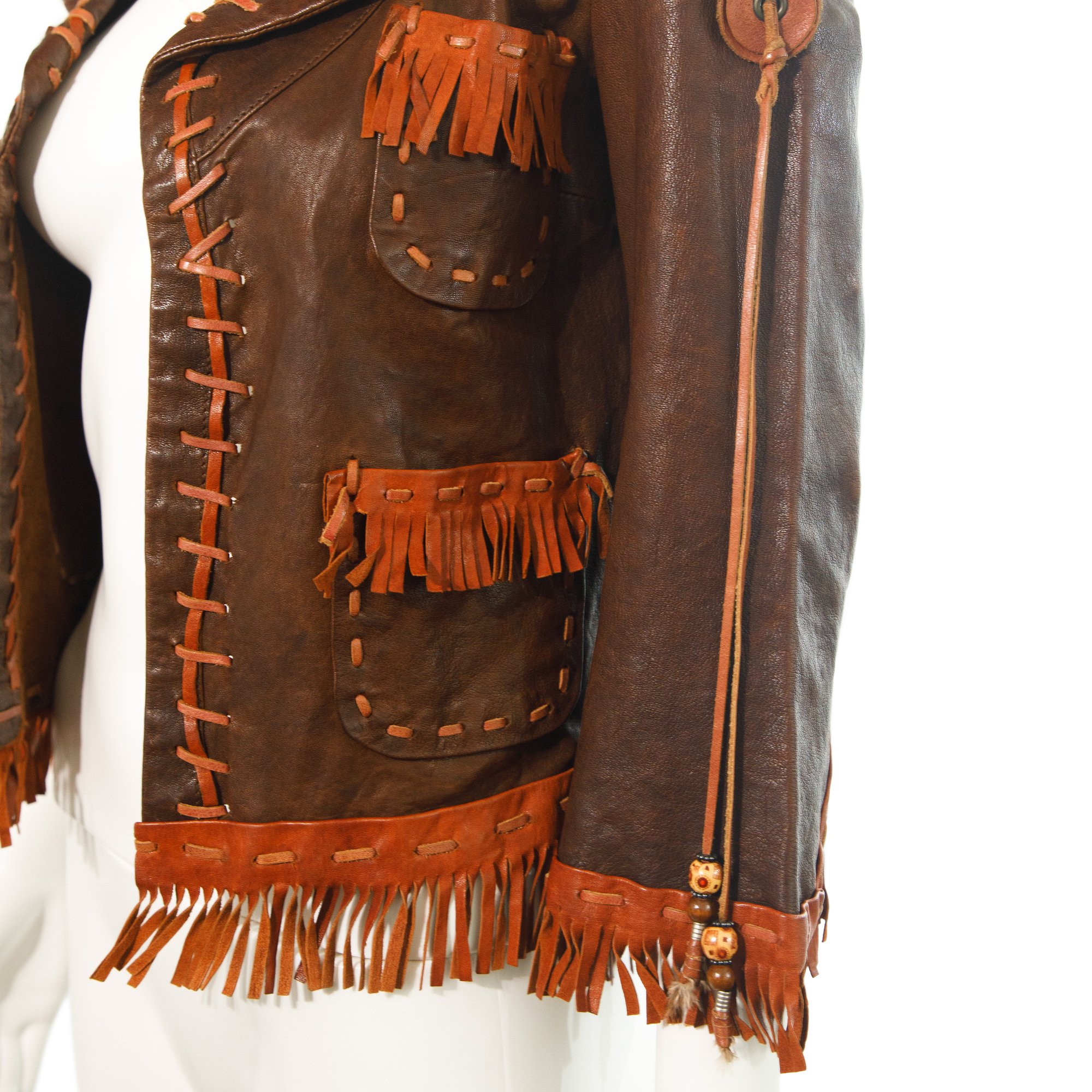 Image of Dsquared2 2005 Runway Leather Fringe Jacket