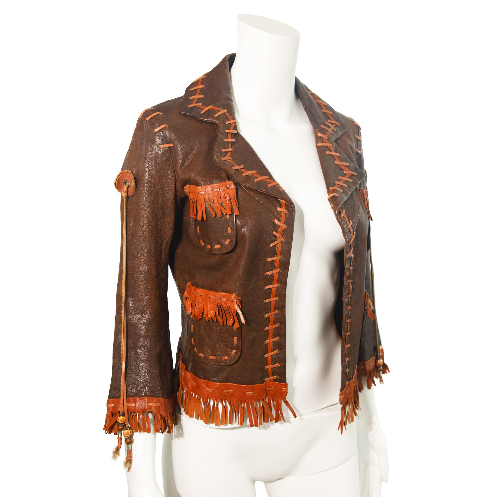 Image of Dsquared2 2005 Runway Leather Fringe Jacket
