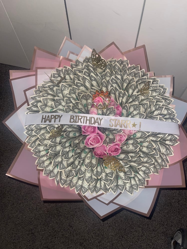 Image of Money Bouquet With Flowers 