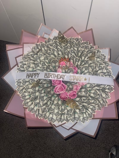 Image of Money Bouquet With Flowers 