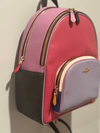 Image 3 of Authentic leather Coach color block backpack