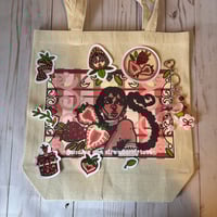Image 1 of Cute strawberry tote bag with design