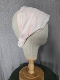 Image 1 of Linen Cover with Elastic Strap- Pink & White Stripes