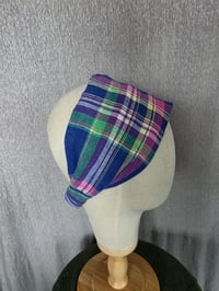 Image 2 of Linen Cover with Elastic Strap- Blue & Vibrant Plaid