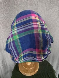 Image 3 of Linen Cover with Elastic Strap- Blue & Vibrant Plaid