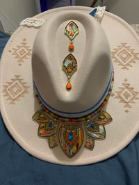 Image 1 of "Escogida, Redimida, Amada" Wide Brim Felt Fedora Hat