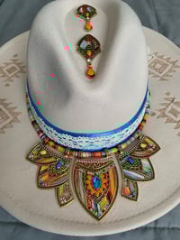 Image 2 of "Escogida, Redimida, Amada" Wide Brim Felt Fedora Hat