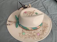 Image 2 of "This Girl Loves Jesus" Wide Brim Felt Fedora Hat