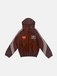 Image 1 of  GIRLS ARE DRUGS® HOODIE TRACK JACKET - BROWN