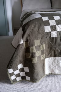 Image 3 of Khaki Chequerboard Quilt
