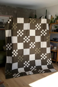 Image 1 of Khaki Chequerboard Quilt