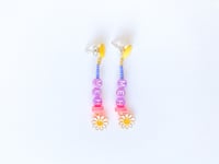 Image 1 of MEH earrings alphabet beads, stud post, daisy flower charm