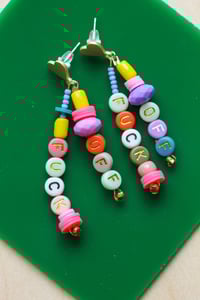 Image 1 of Fuck Off- multi color alphabet beads dangle earrings 
