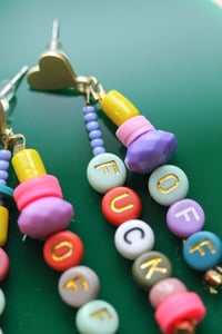 Image 2 of Fuck Off- multi color alphabet beads dangle earrings 
