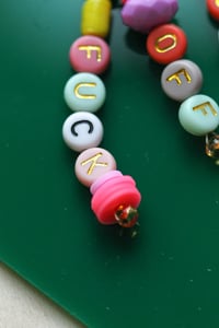 Image 3 of Fuck Off- multi color alphabet beads dangle earrings 