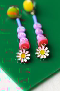 Image 4 of MEH earrings alphabet beads, stud post, daisy flower charm
