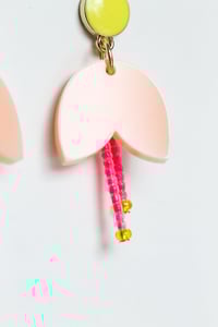 Image 2 of Dangly peach flowers with pistils earrings